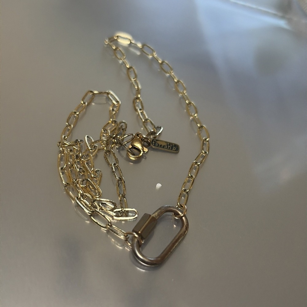 Farrah B Carabiner Paperclip Chain Necklace Womens Size 18.5 Gold Industrial